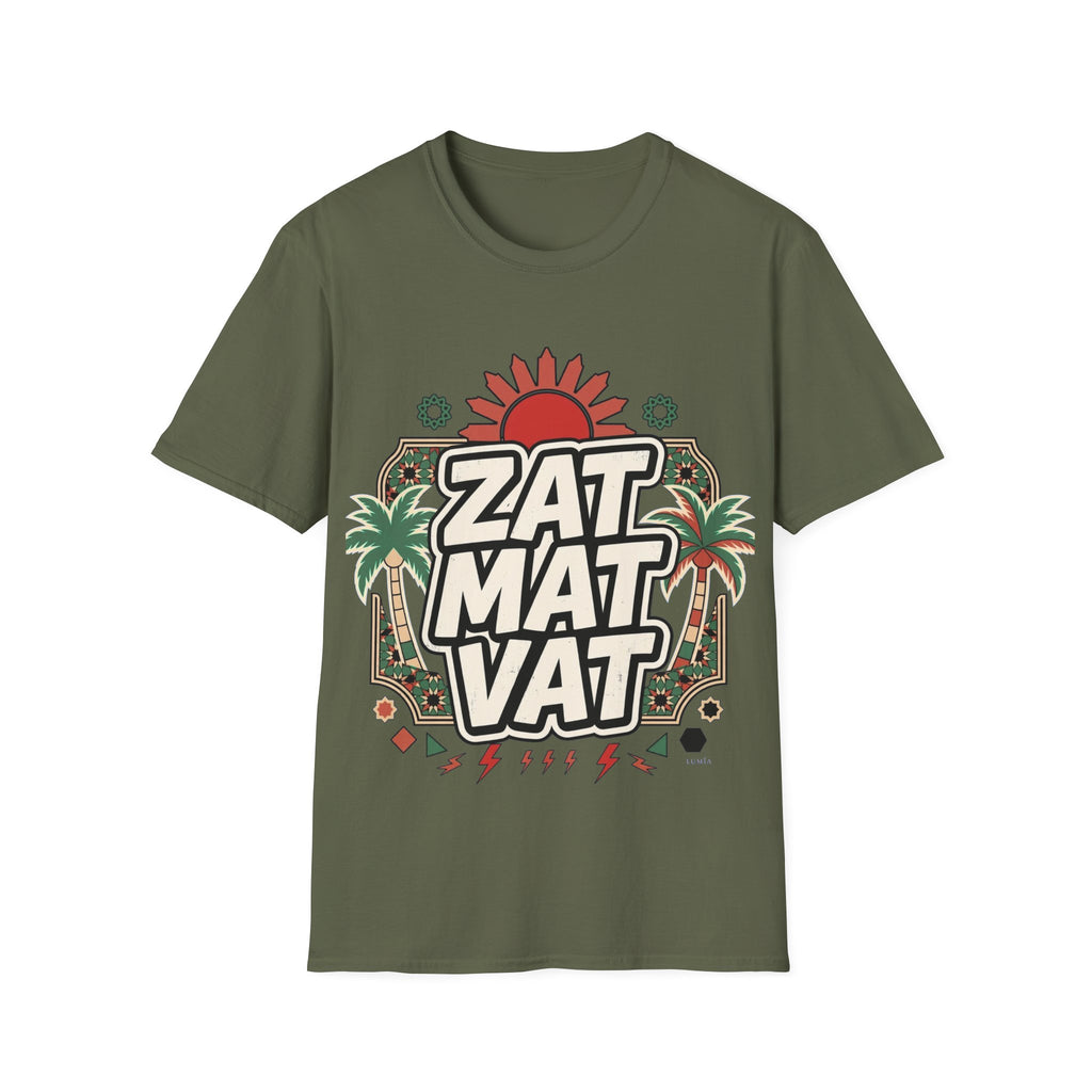 ZAT MAT VAT Graphic T-Shirt — Retro Sun & Palm Beach Vibe Tee - LUMÏA