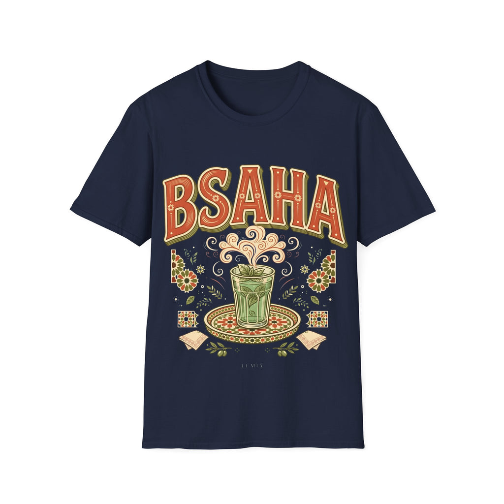 T-Shirt — 'BSAHA' Retro Floral Tee with Matcha Glass Graphic - LUMÏA