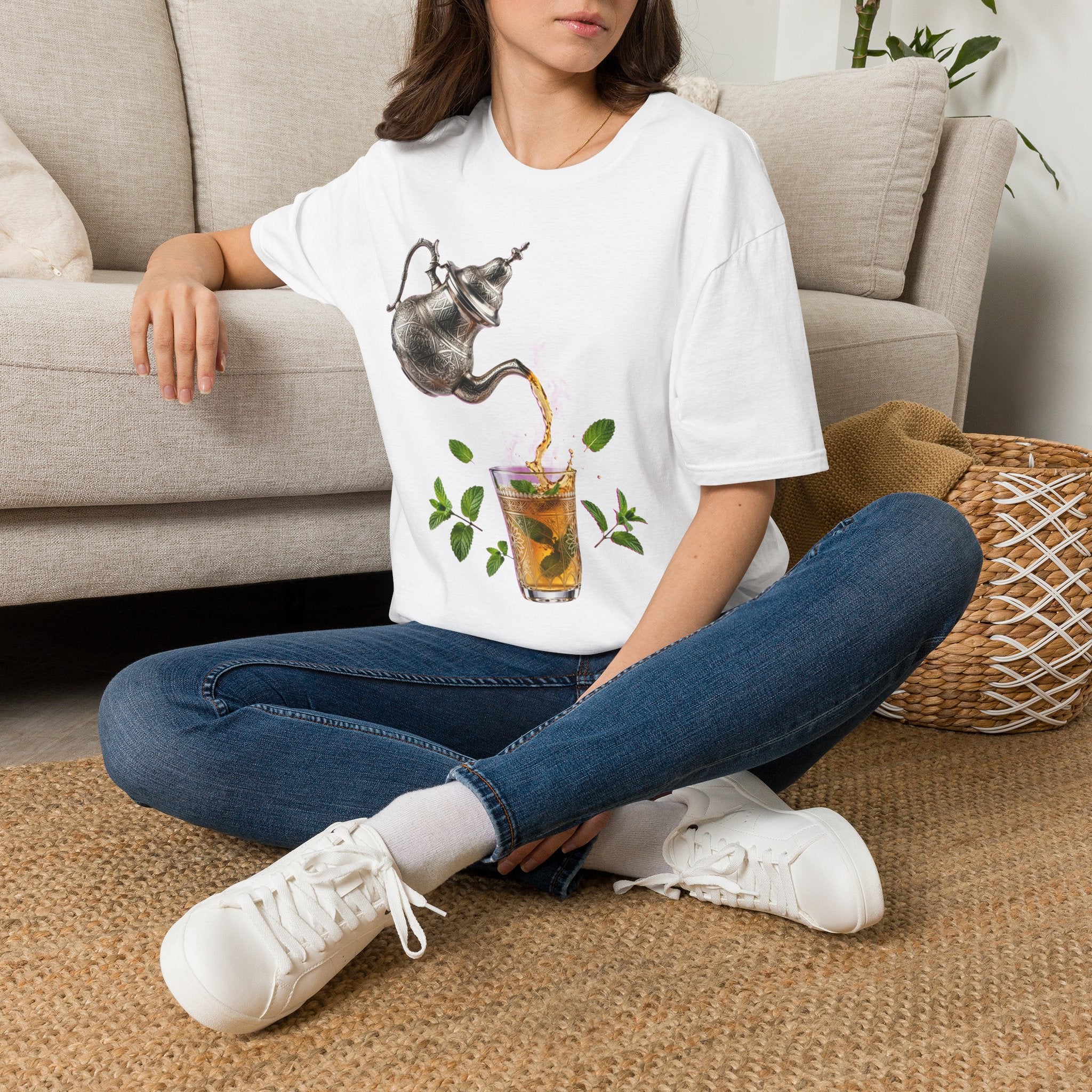 Moroccan Teapot Iced Tea T-Shirt — Mint Tea Pour Graphic Tee