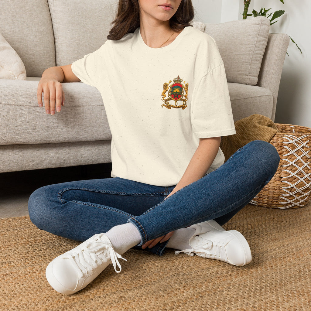 Moroccan Coat of Arms Chest T‑Shirt — Vintage Morocco Crest Tee