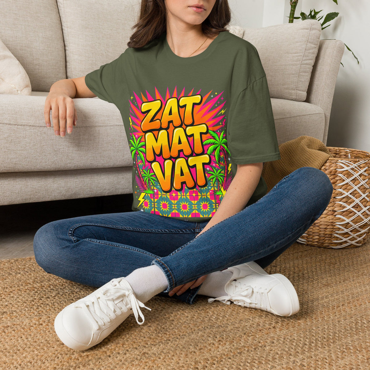Zat Mat Vat Tropical Pop T-Shirt — Bright Hawaiian Graphic Tee - LUMÏA