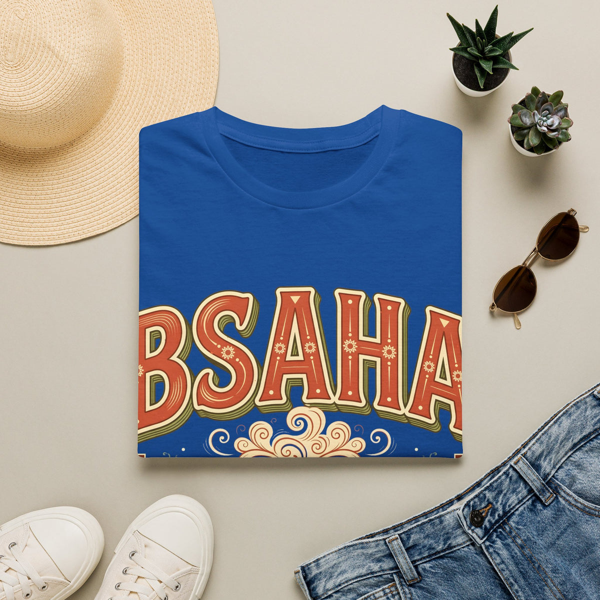 T-Shirt — 'BSAHA' Retro Floral Tee with Matcha Glass Graphic - LUMÏA