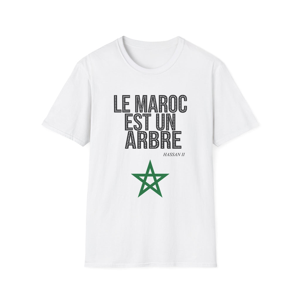 Le Maroc Est Un Arbre T‑Shirt — French Morocco Pride Tee with Green Star