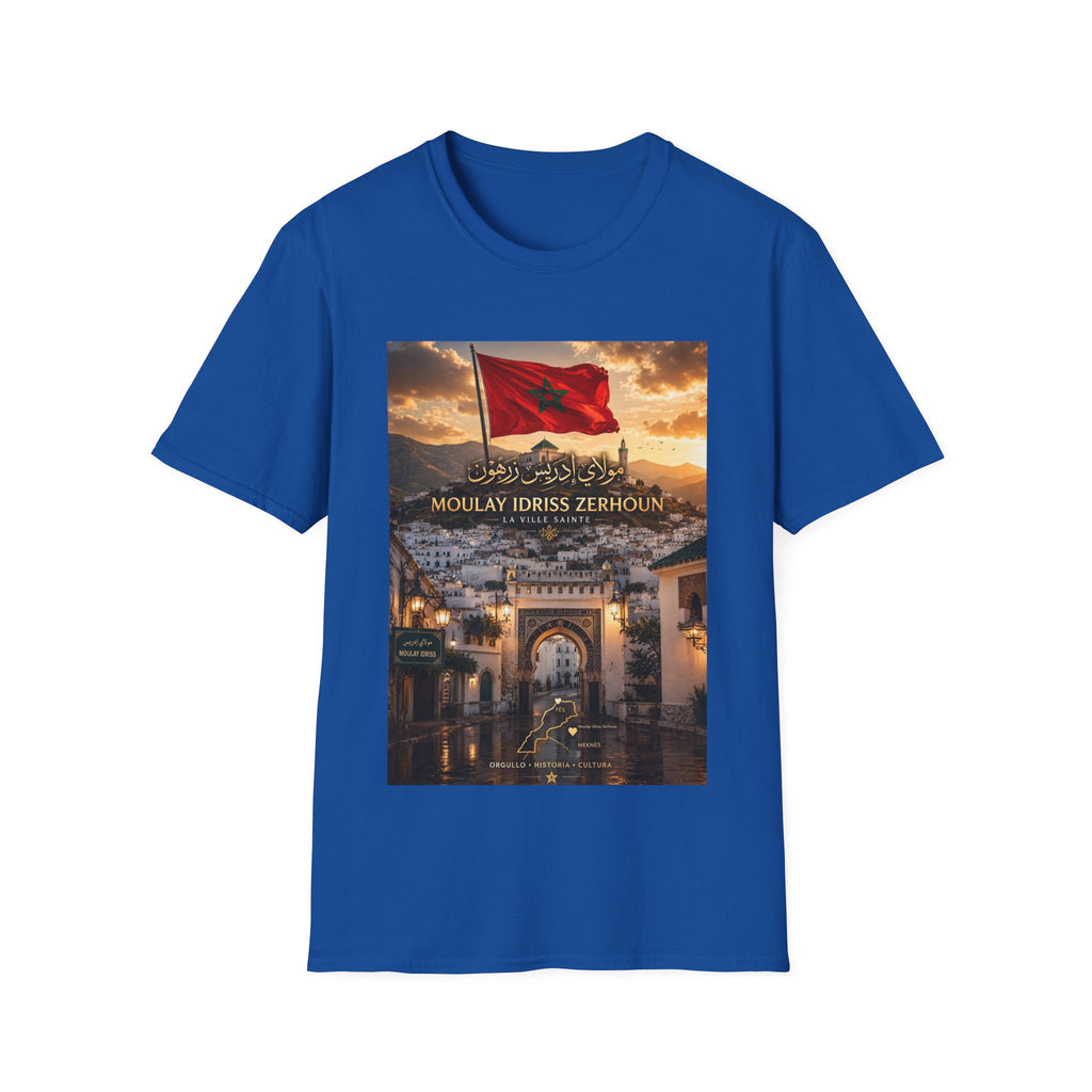 Moulay Idriss Zerhoun Morocco Flag T‑Shirt — Scenic Sunset Cityscape Tee - LUMÏA