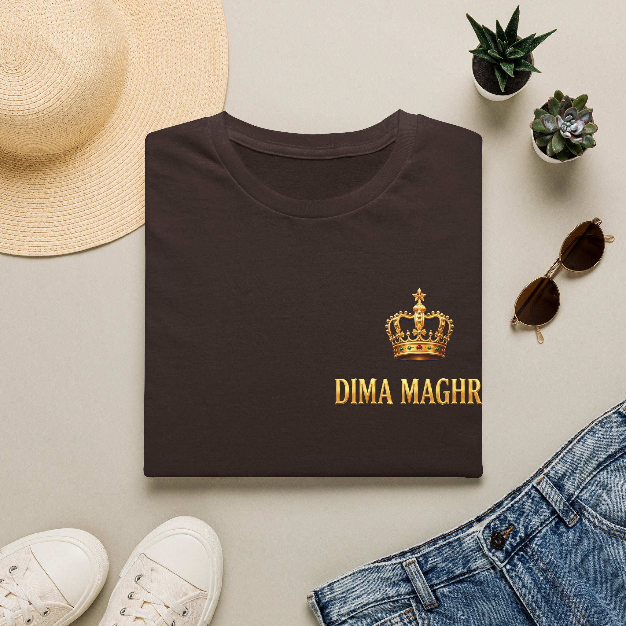 Crown Name T‑Shirt — "Dima Maghre" Embroidered Royal Chest Tee