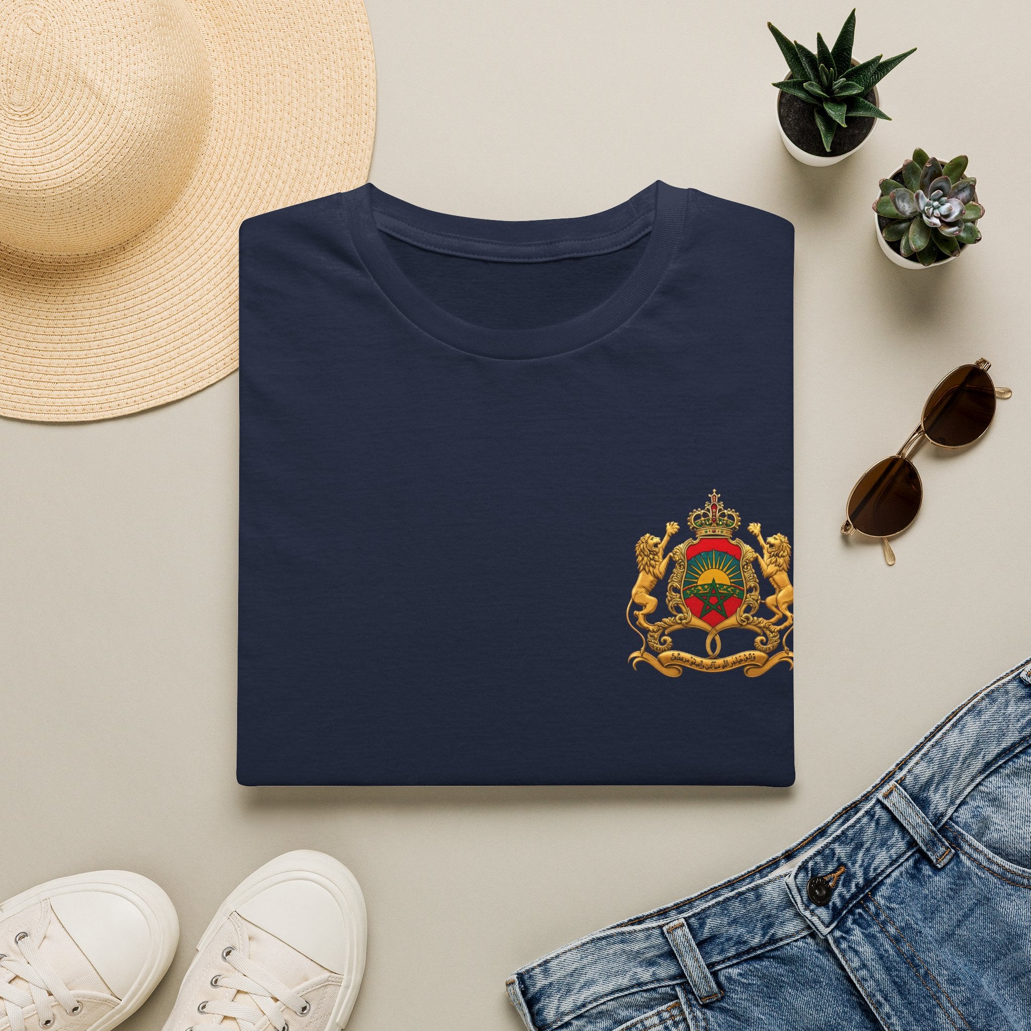 Moroccan Royal Crest Chest Logo T‑Shirt - LUMÏA