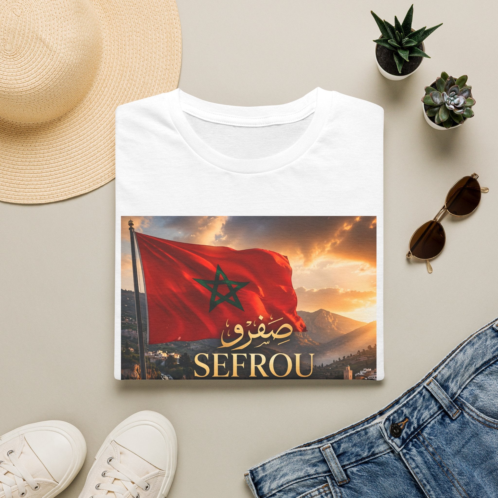 Sefrou Flag T-Shirt — Moroccan City Pride Tee - LUMÏA