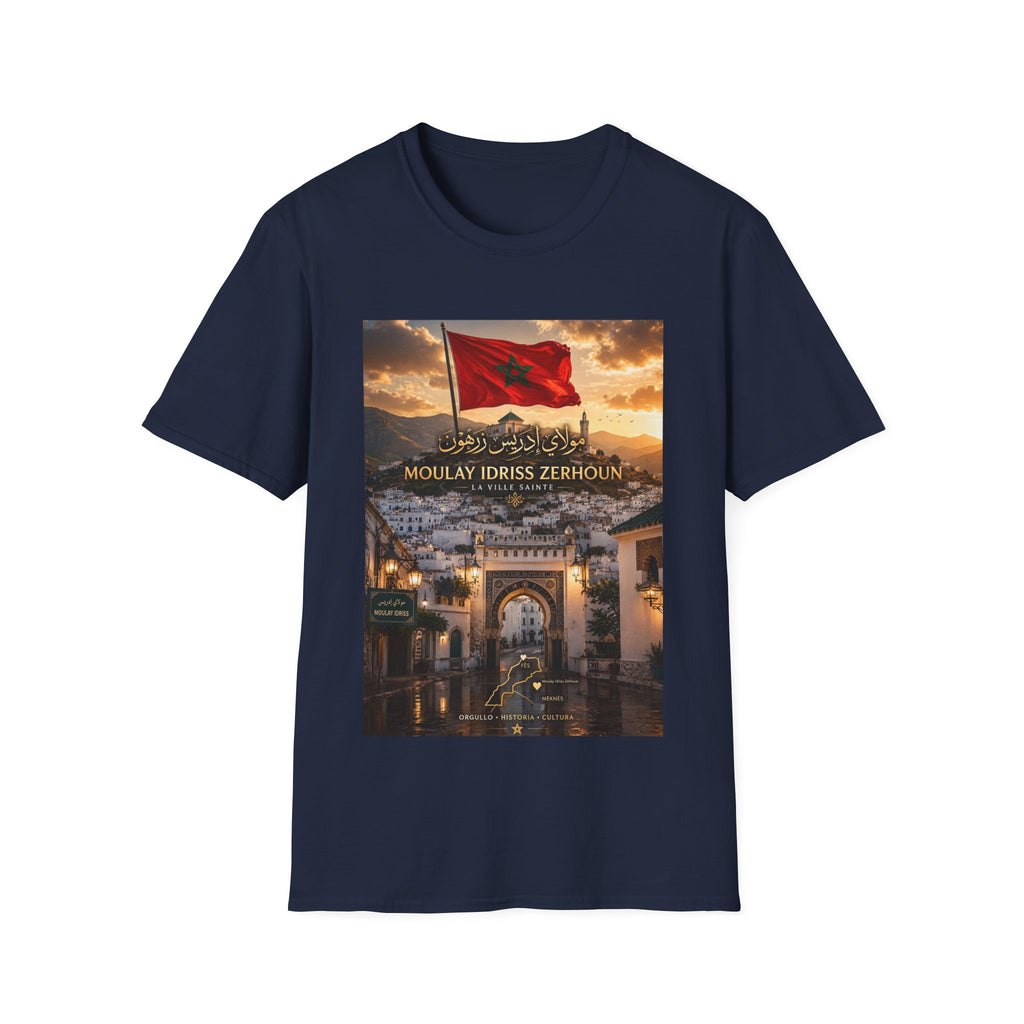 Moulay Idriss Zerhoun Morocco Flag T‑Shirt — Scenic Sunset Cityscape Tee - LUMÏA