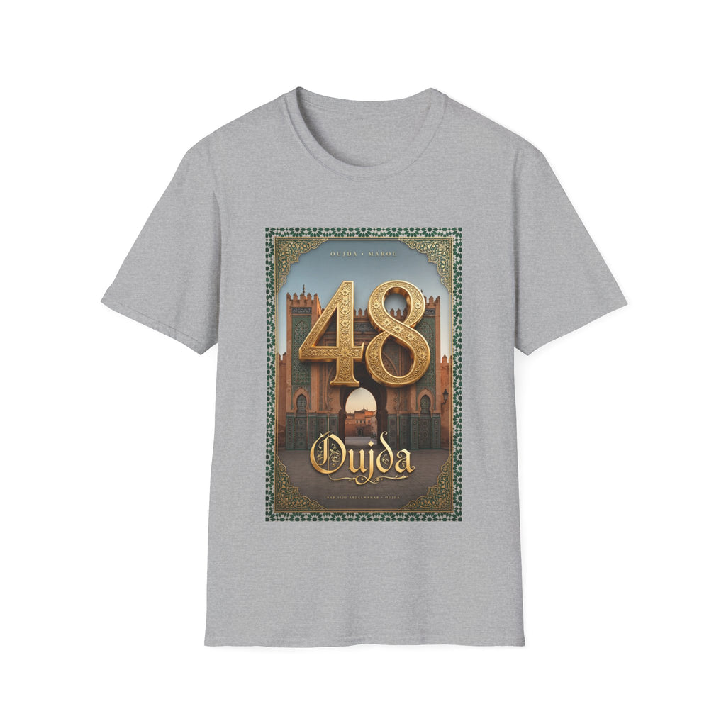 48 Oujda Arch Gold T-Shirt — Moroccan City Souvenir Graphic Tee - LUMÏA