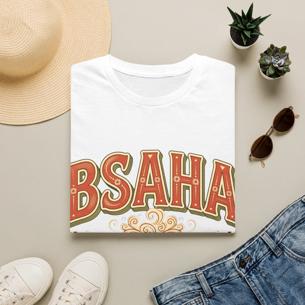 T-Shirt — 'BSAHA' Retro Floral Tee with Matcha Glass Graphic