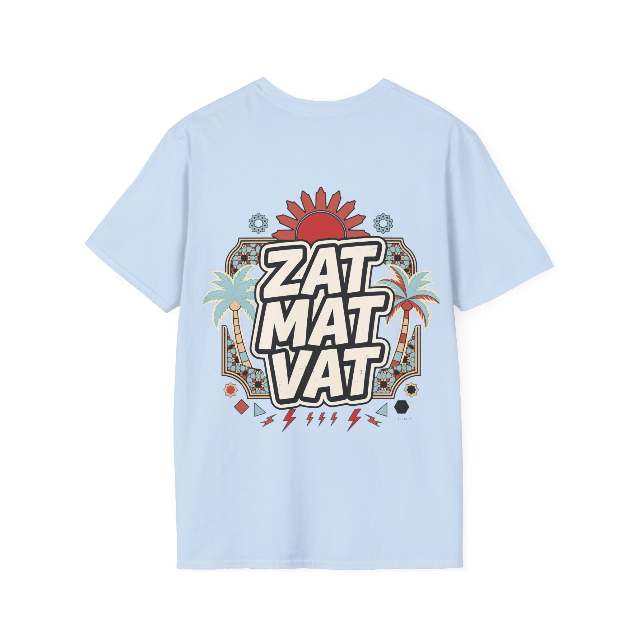 ZAT MAT VAT Graphic T-Shirt — Retro Sun & Palm Beach Vibe Tee - LUMÏA