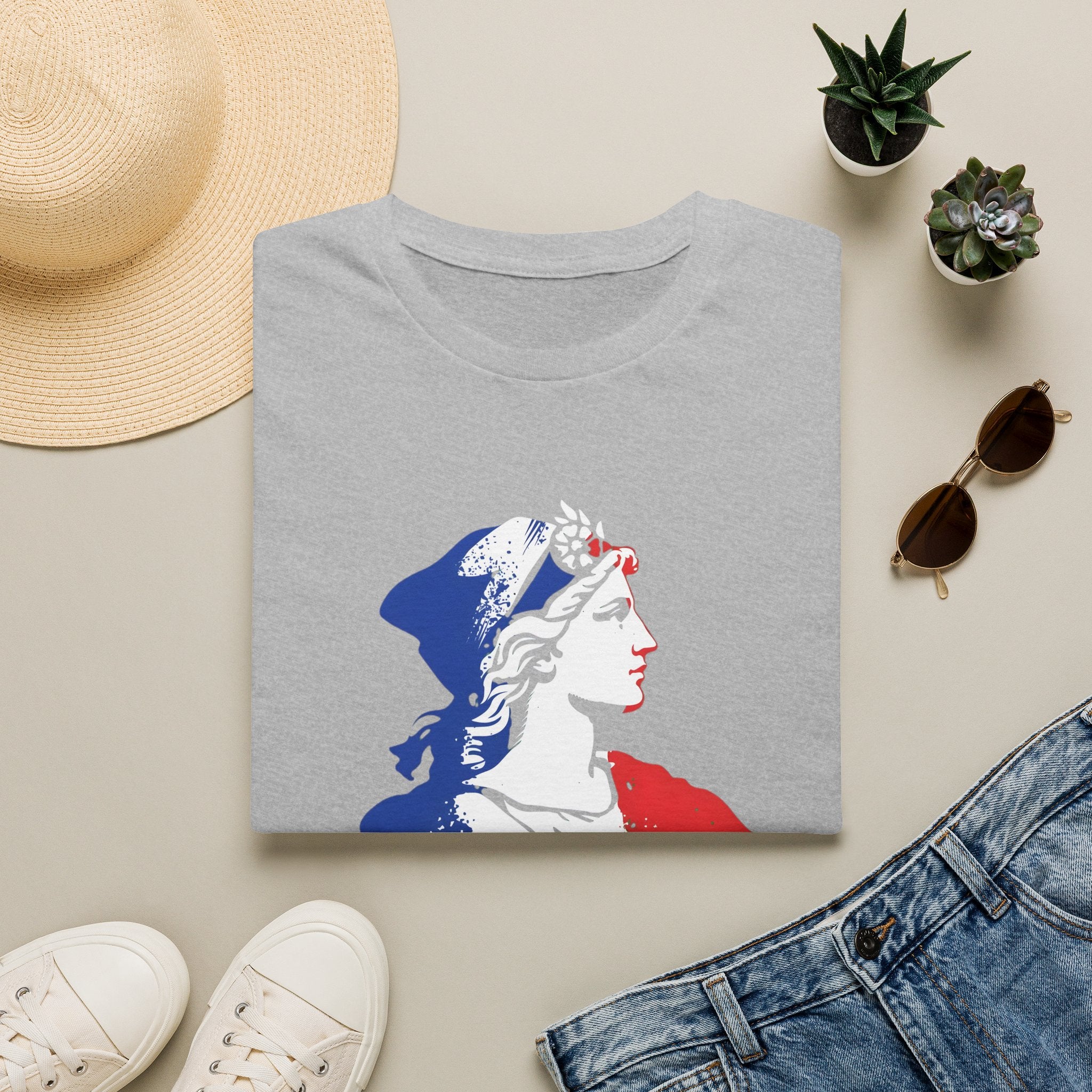 T-shirt graphique — Marianne française « Touche pas à ma religion »