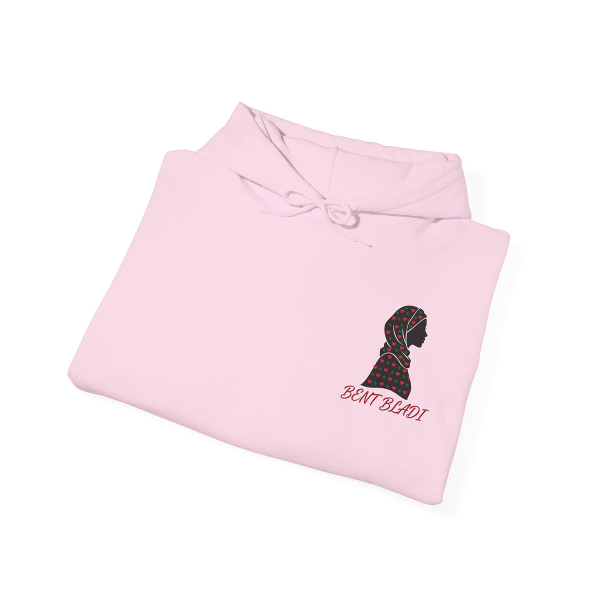 Sweat à capuche Bent Bladi – Silhouette féminine au foulard à cœurs - LUMÏA