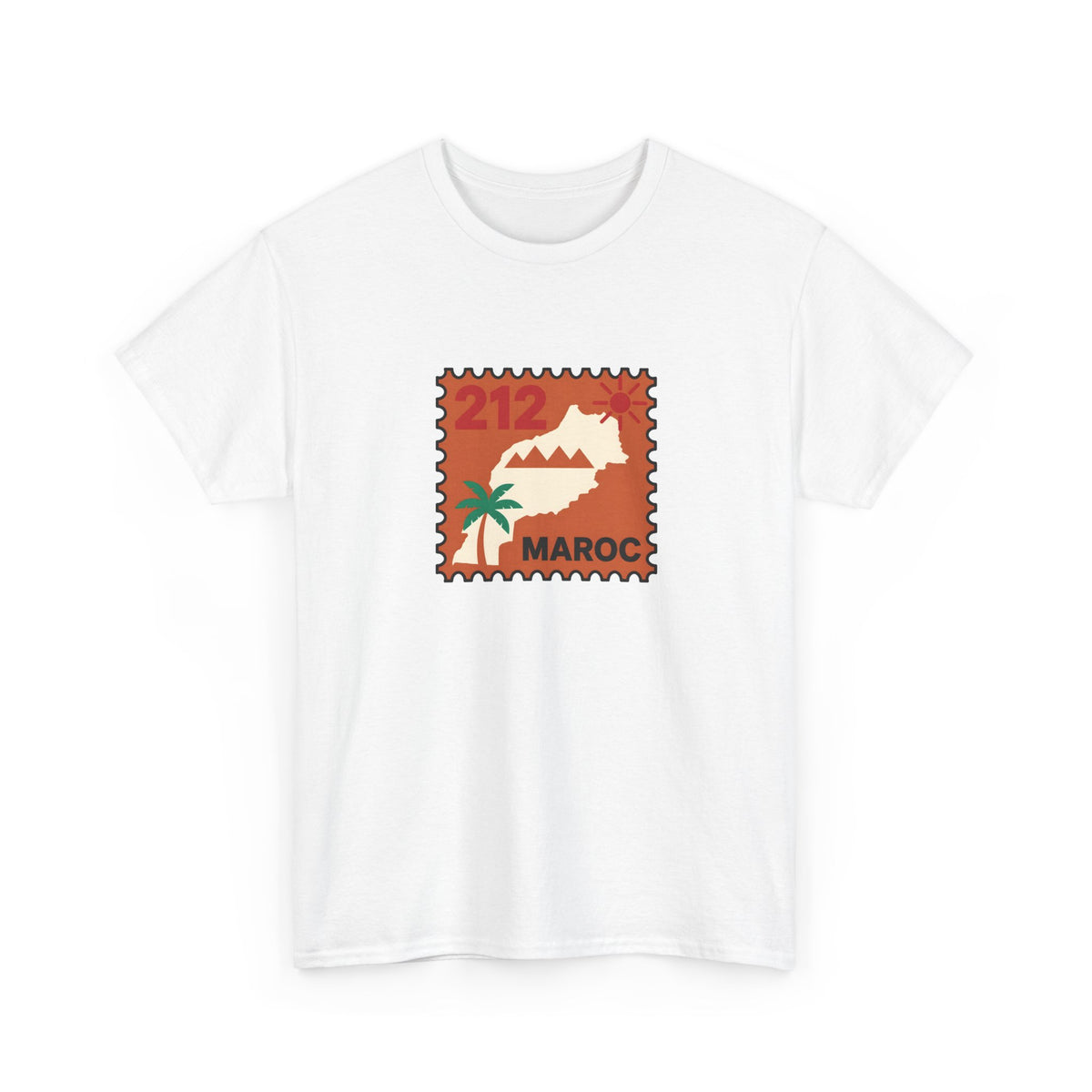 T-shirt Timbre Maroc 212 — Style voyage vintage