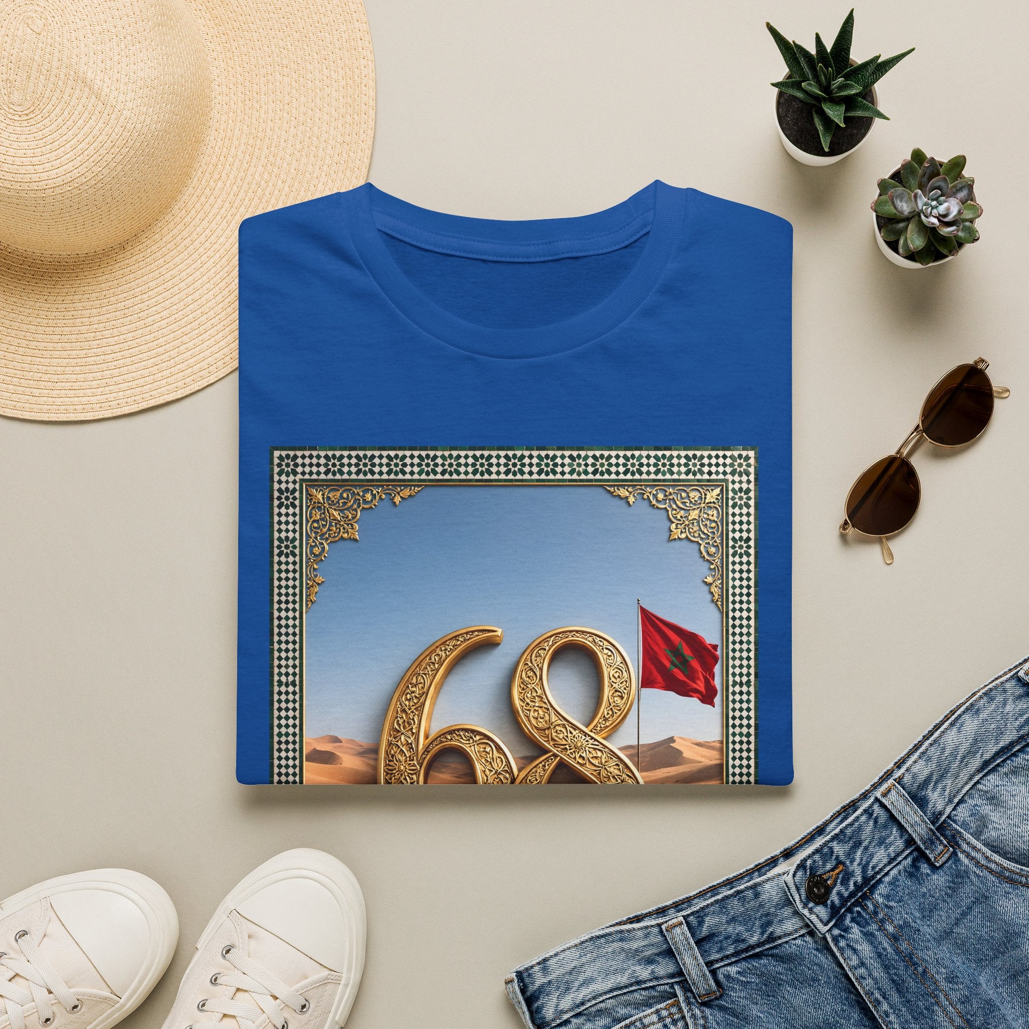 68 Laayoune Graphic T-Shirt — Moroccan Sahara Retro Desert Flag Design - LUMÏA