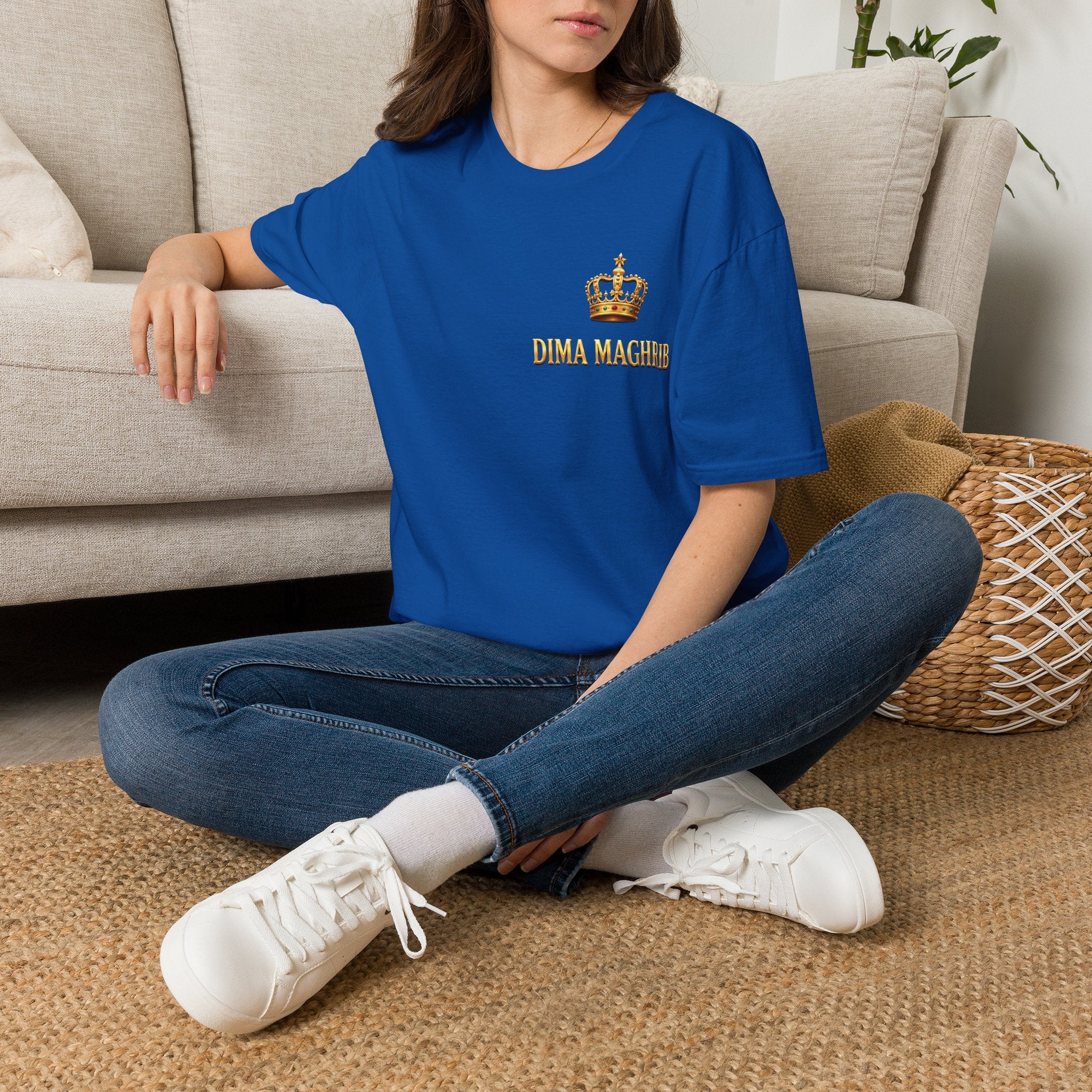 Crown Name T‑Shirt — "Dima Maghre" Embroidered Royal Chest Tee