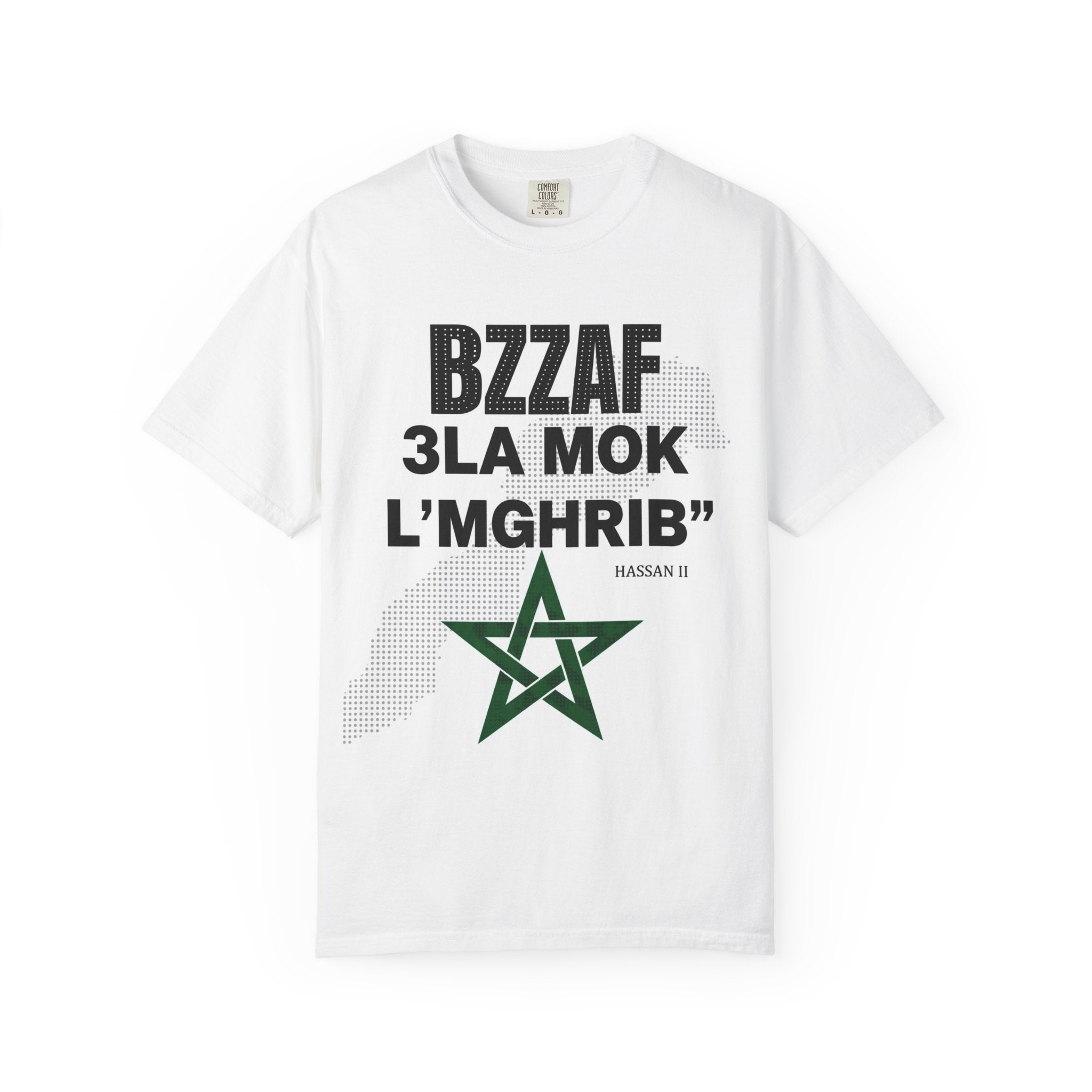 Morocco Pride T-Shirt – "Bzzaf 3la Mok L’Mghrib" Graphic Tee with Moroccan Star