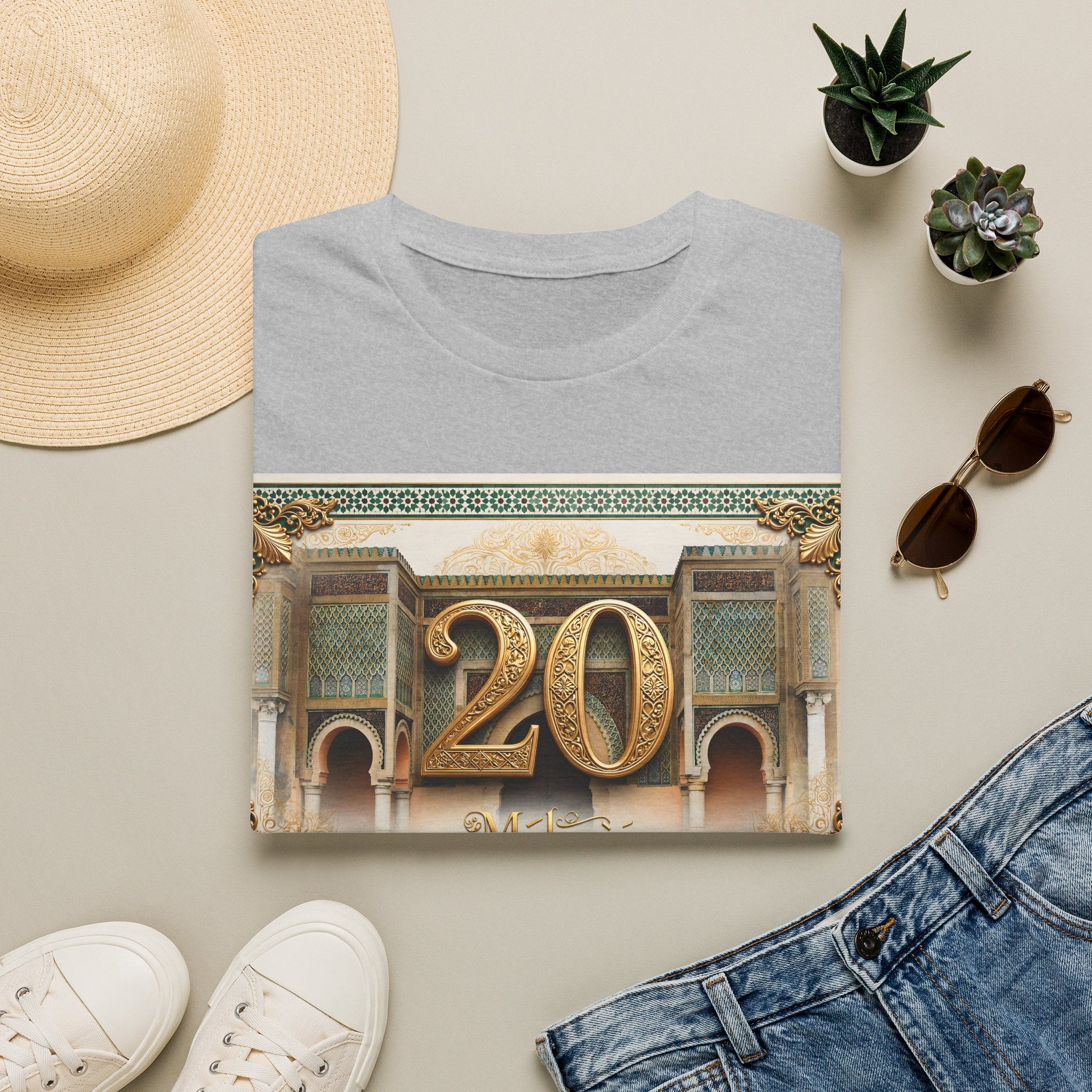 20th Birthday Moroccan Palace T-Shirt — Gold Zellige Anniversary Graphic Tee - LUMÏA