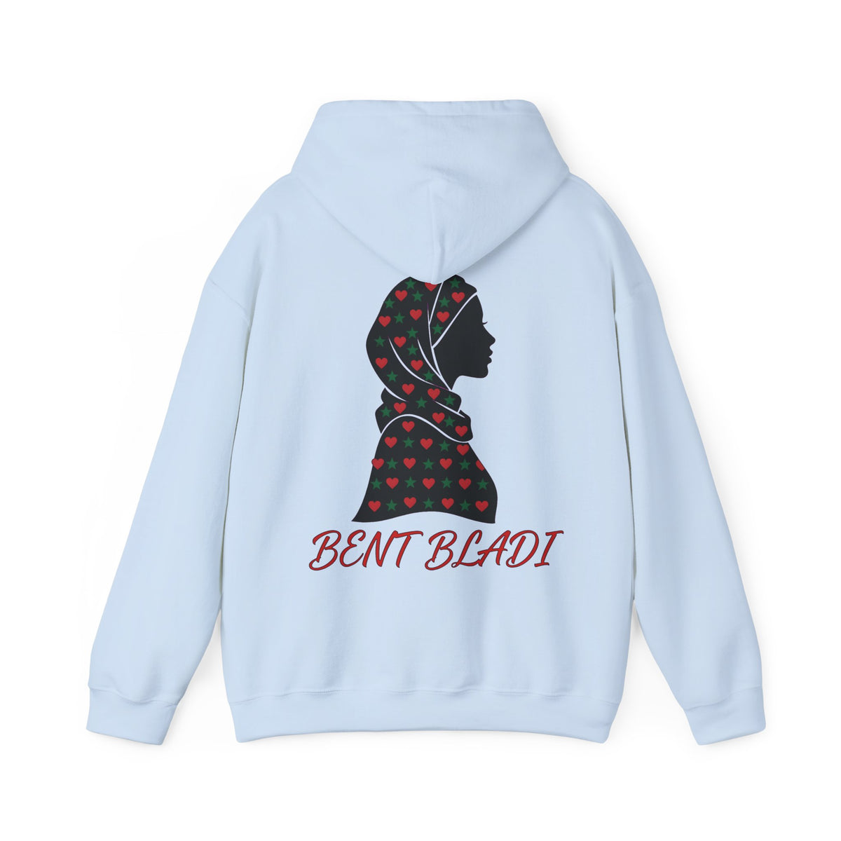 Sweat à capuche Bent Bladi – Silhouette féminine au foulard à cœurs - LUMÏA