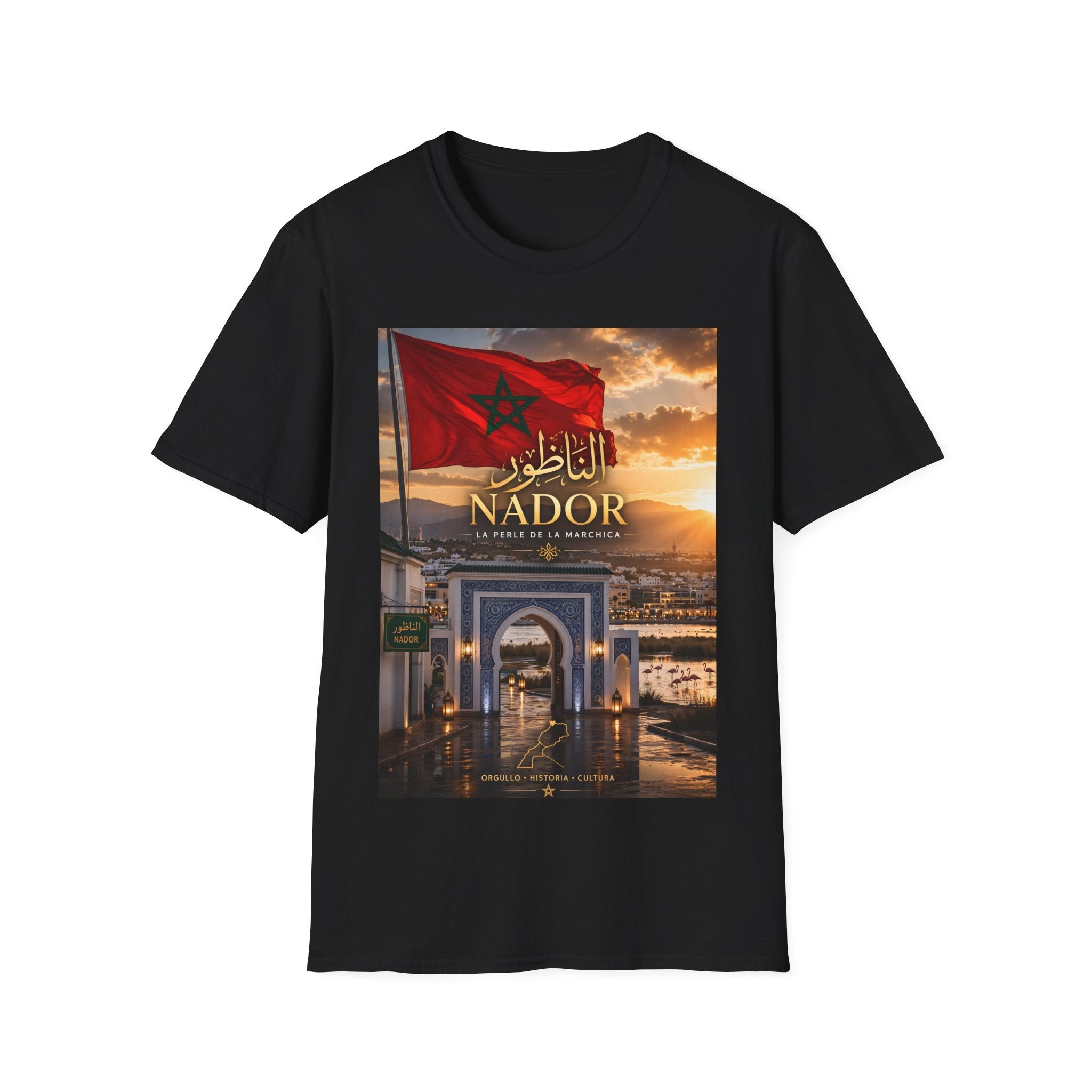 Nador Morocco Flag Sunset T-Shirt — La Perle de la Marchica Souvenir