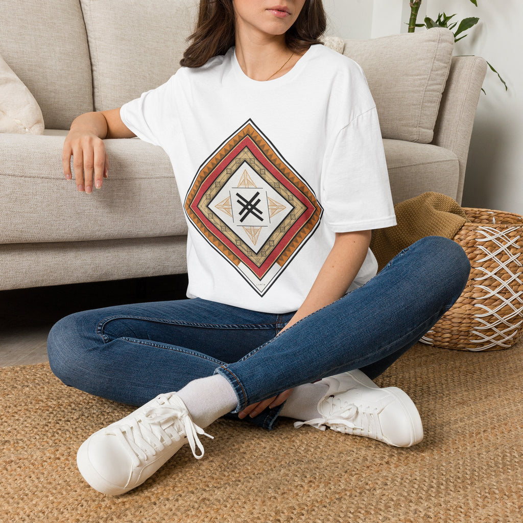 Boho Geometric Diamond Tee — Southwestern Tribal Graphic T-Shirt