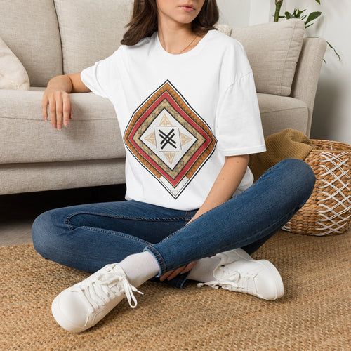 Boho Geometric Diamond Tee — Southwestern Tribal Graphic T-Shirt