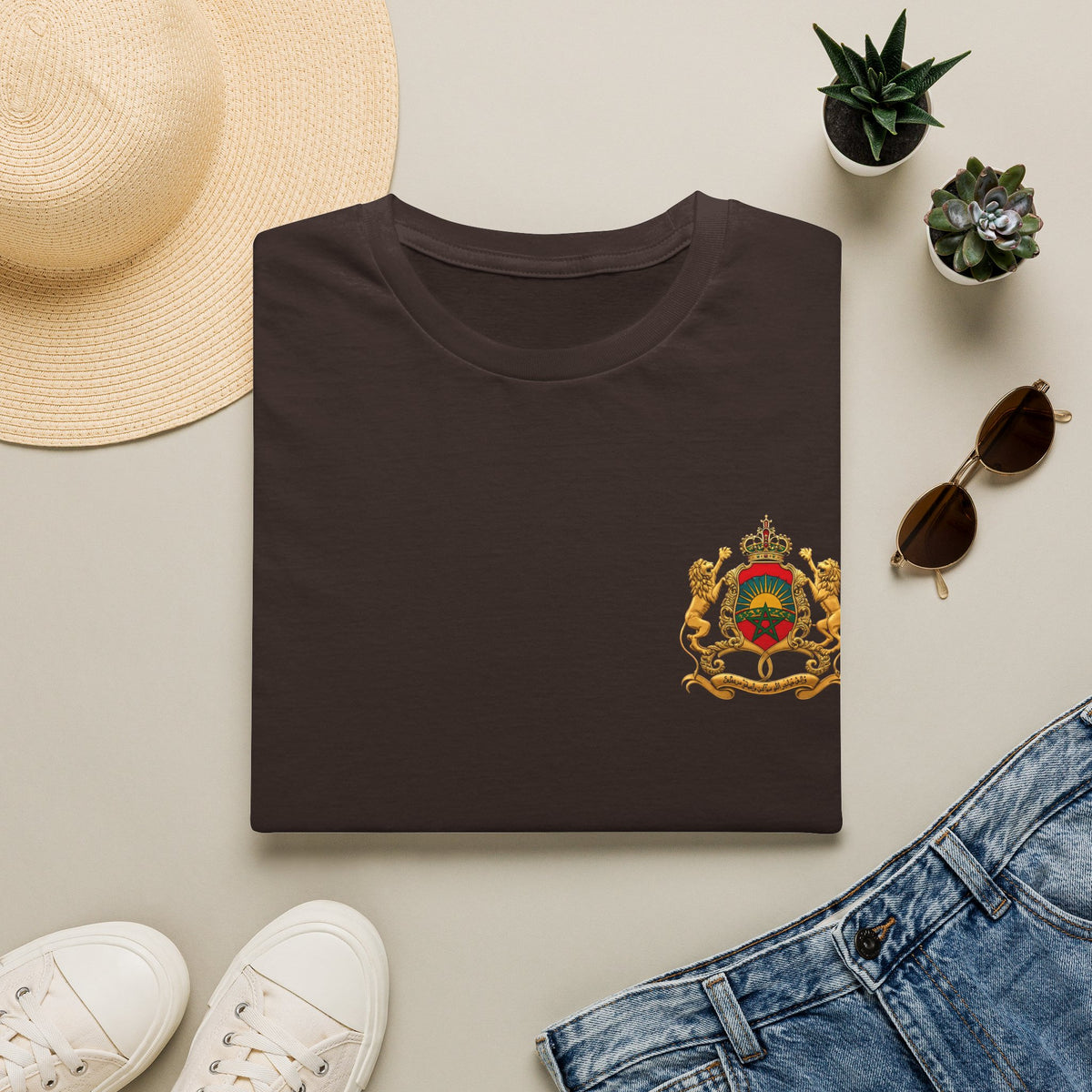 Morocco Coat of Arms Chest Emblem T-Shirt — Moroccan Crest Tee - LUMÏA