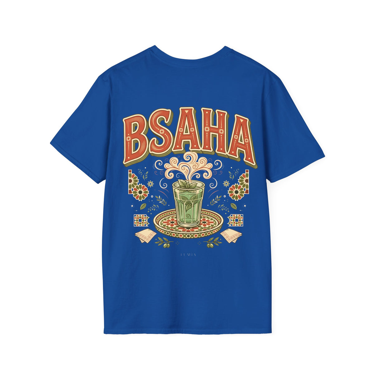 T-Shirt — 'BSAHA' Retro Floral Tee with Matcha Glass Graphic - LUMÏA
