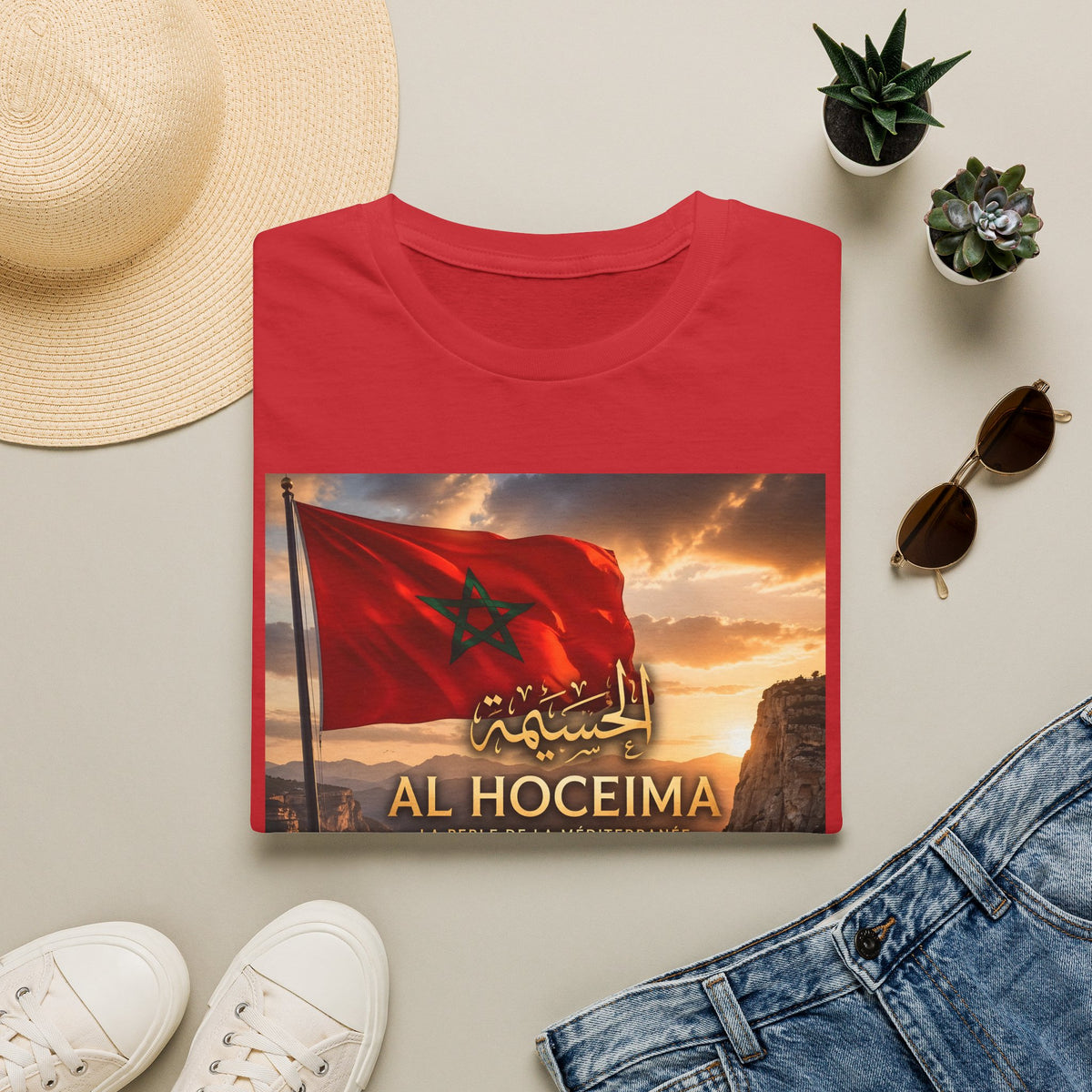 Al Hoceima Flag T-Shirt — Moroccan City Sunset Tee - LUMÏA