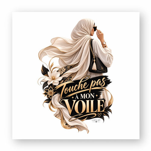 Stickers carrés « Touche pas à mon voile » – Design femme voilée ⠋ - LUMÏA