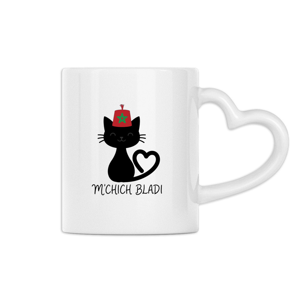 Mug M’Chich Bladi – Chat marocain et anse cœur – 330 ml ⠋ - LUMÏA