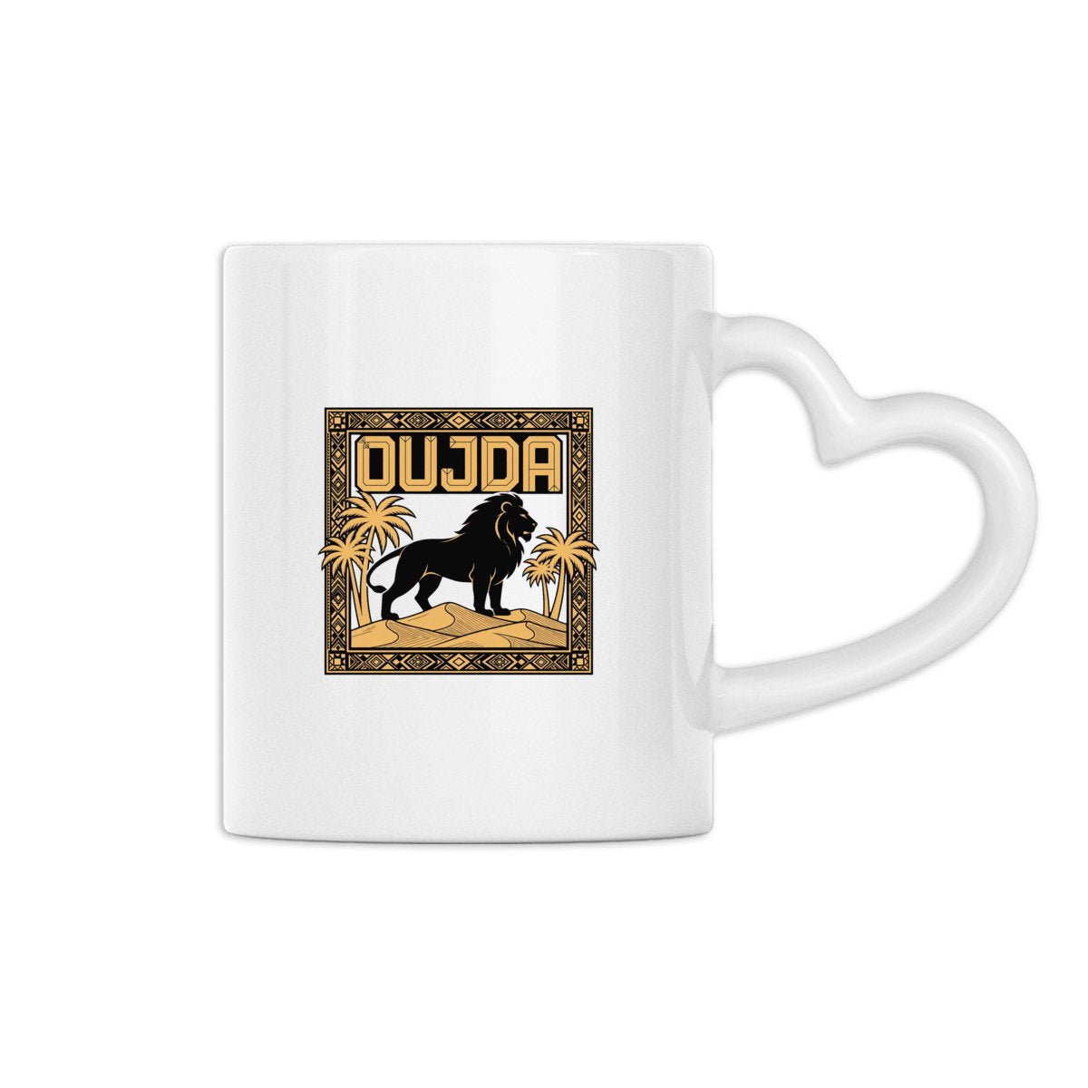 Mug Oujda – Lion &amp; Palmiers, Anse en forme de cœur - LUMÏA