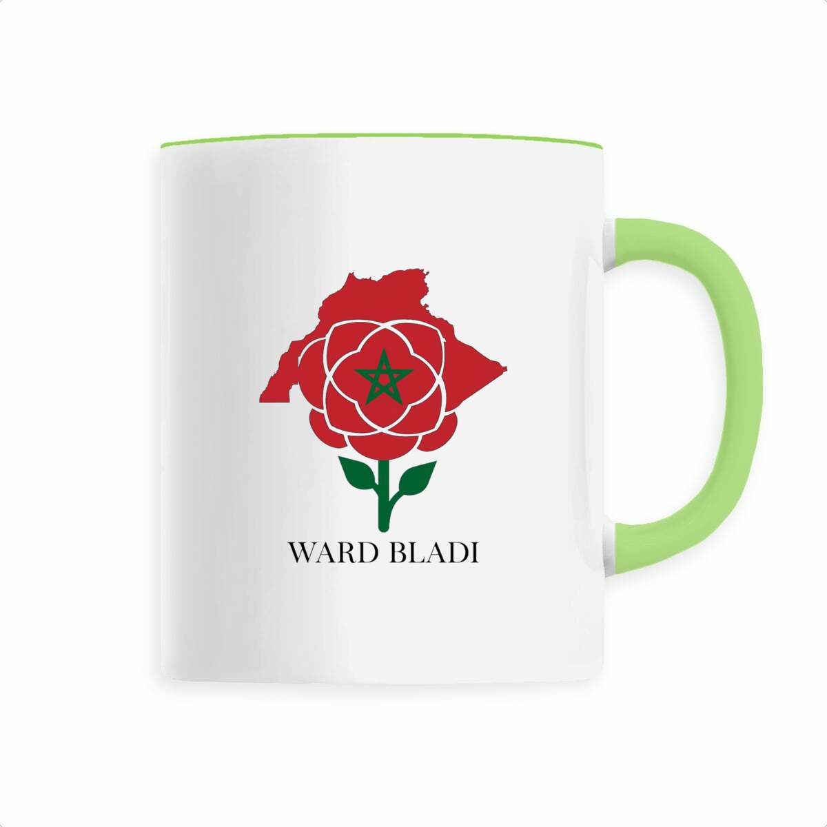 Mug en céramique Ward Bladi – Rose et carte du Maroc – 330 ml - LUMÏA