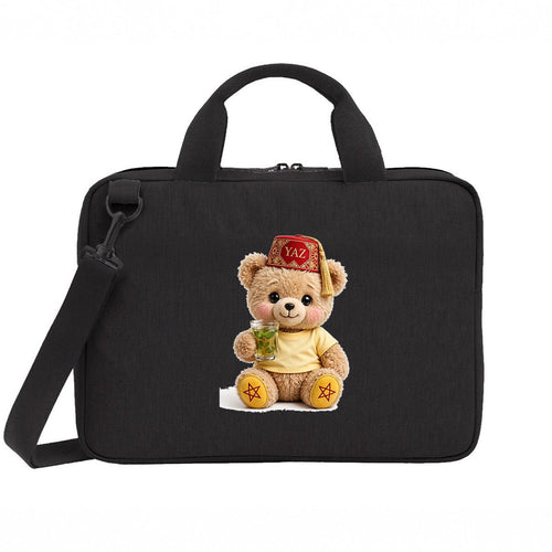 Sac PC Portable Ourson Couronné YAZ – Design Marocain | LUMÏA - LUMÏA