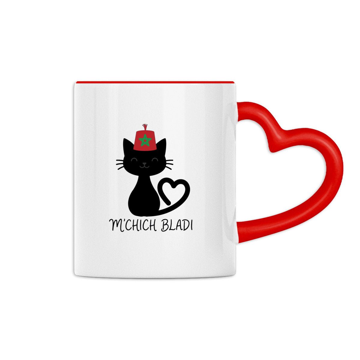 Mug M’Chich Bladi – Chat marocain et anse cœur – 330 ml ⠋ - LUMÏA