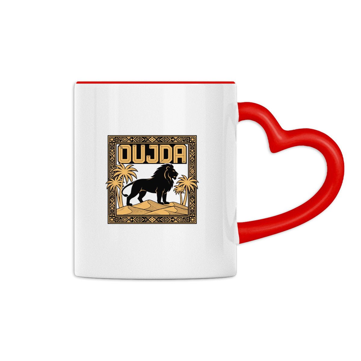 Mug Oujda – Lion &amp; Palmiers, Anse en forme de cœur - LUMÏA