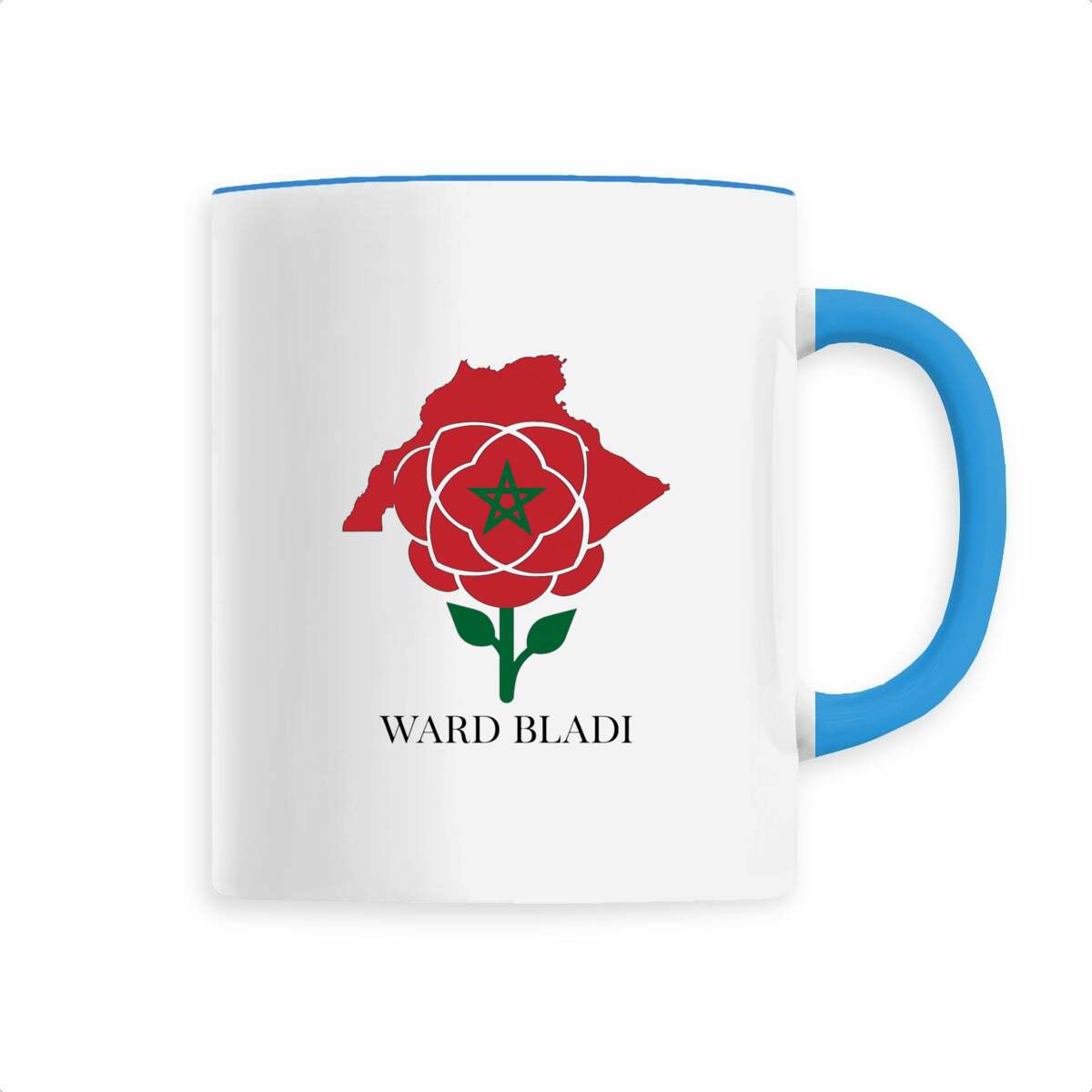 Mug en céramique Ward Bladi – Rose et carte du Maroc – 330 ml - LUMÏA