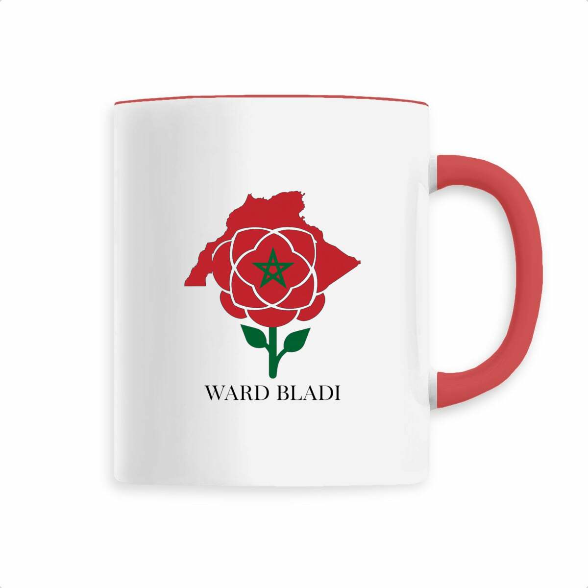 Mug en céramique Ward Bladi – Rose et carte du Maroc – 330 ml - LUMÏA