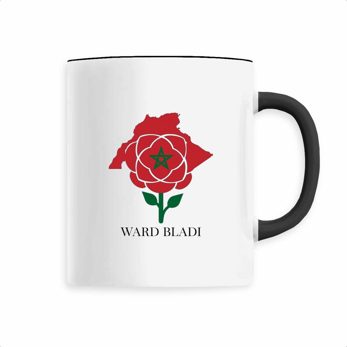 Mug en céramique Ward Bladi – Rose et carte du Maroc – 330 ml - LUMÏA