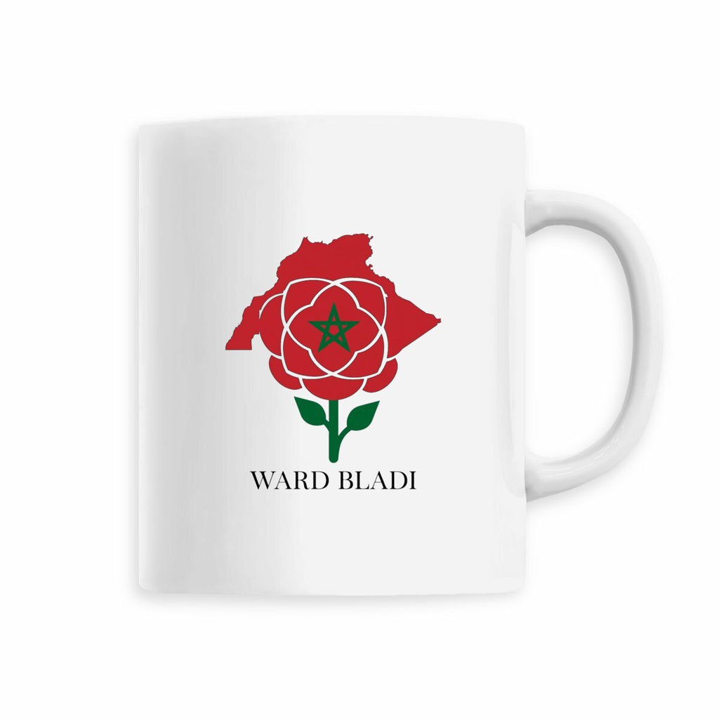 Mug en céramique Ward Bladi – Rose et carte du Maroc – 330 ml - LUMÏA