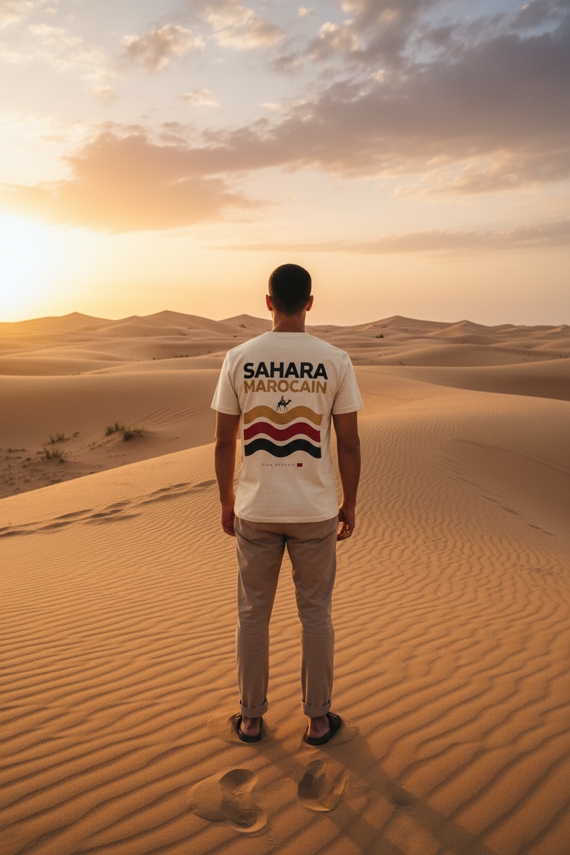 Homme de dos Sahara vagues