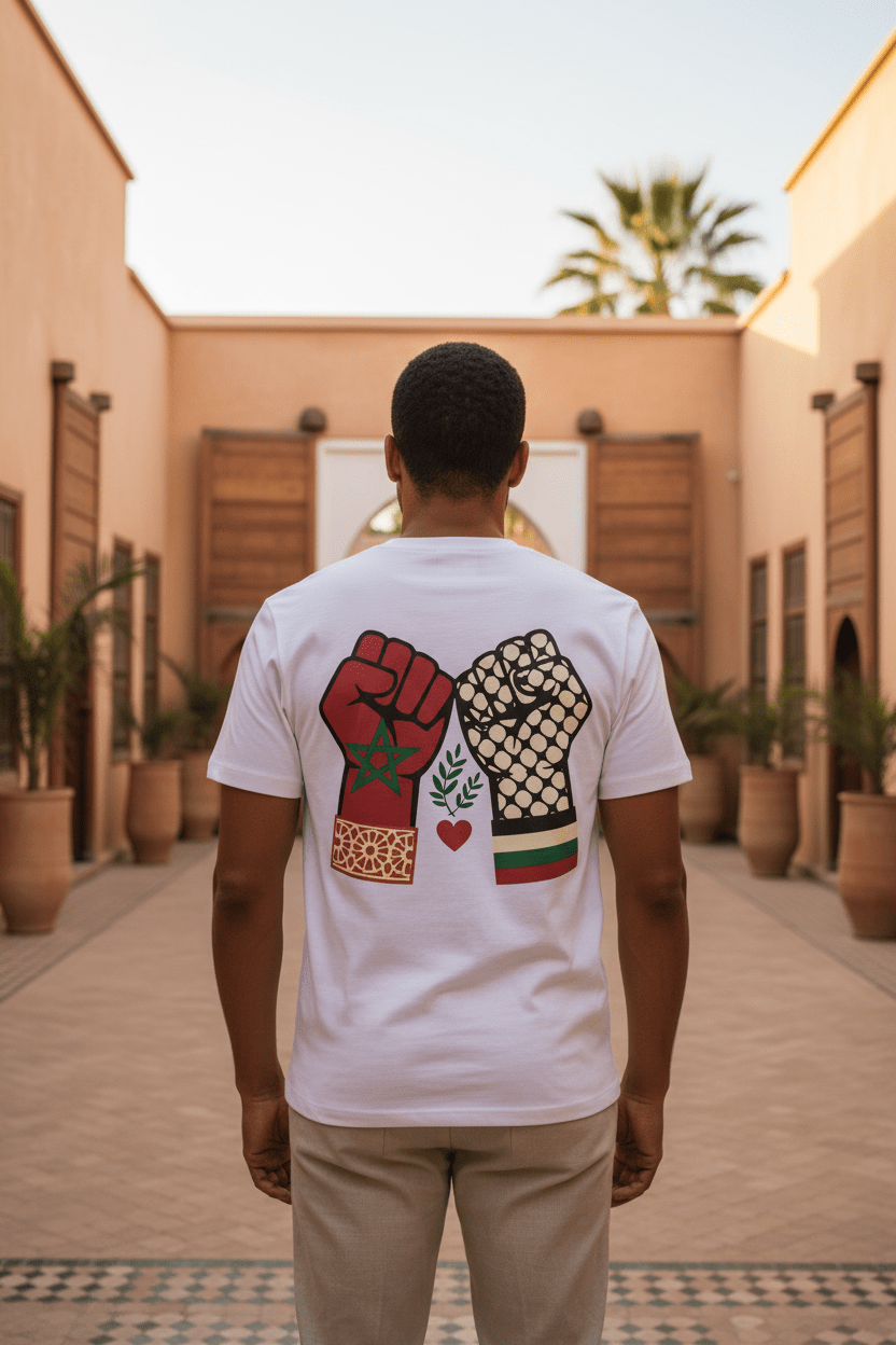 T-shirt Maroc & Palestine – Solidarité - LUMÏA