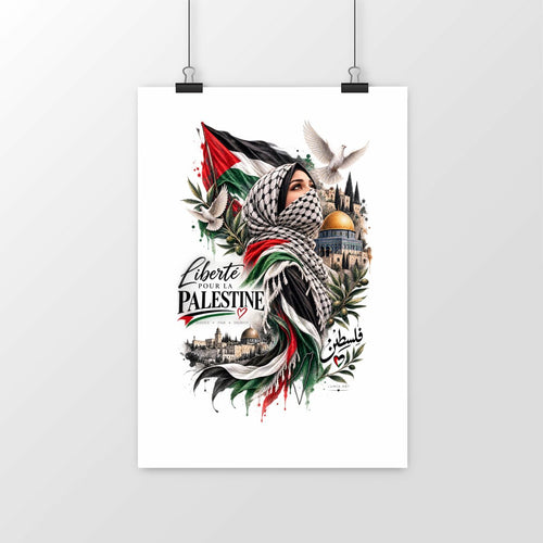 Poster Palestine « Liberté pour la Palestine » – Affiche engagée - portrait