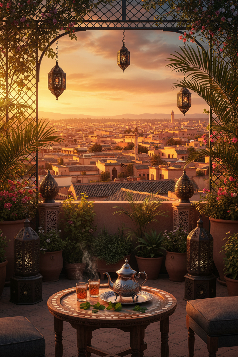 Terrasse de Fès au Crépuscule