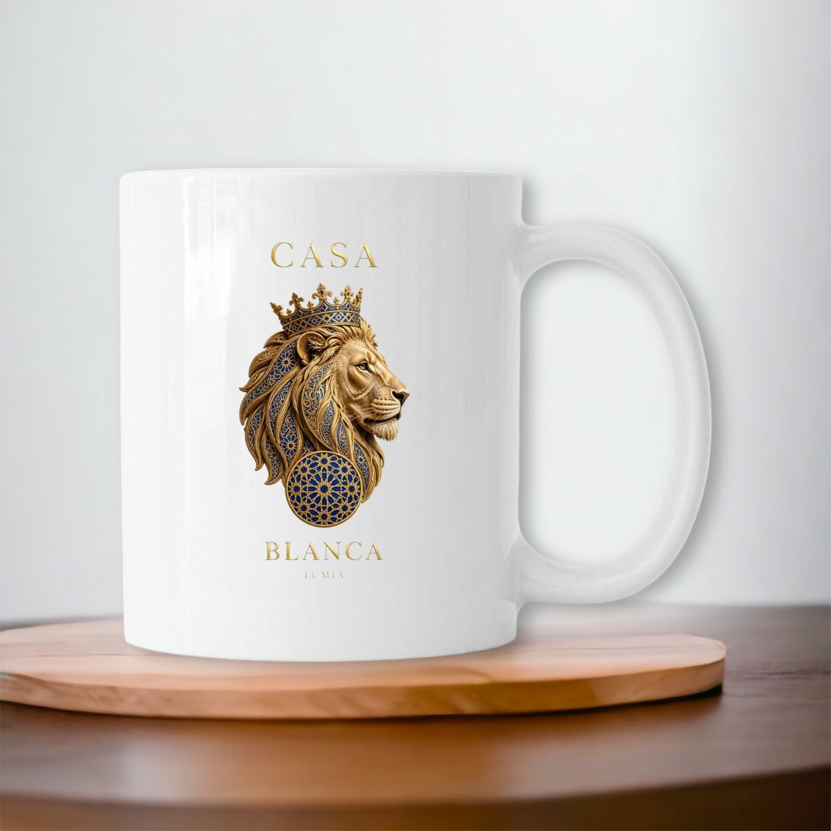 Mug Casa Blanca – Lion couronné or &amp; noir - LUMÏA