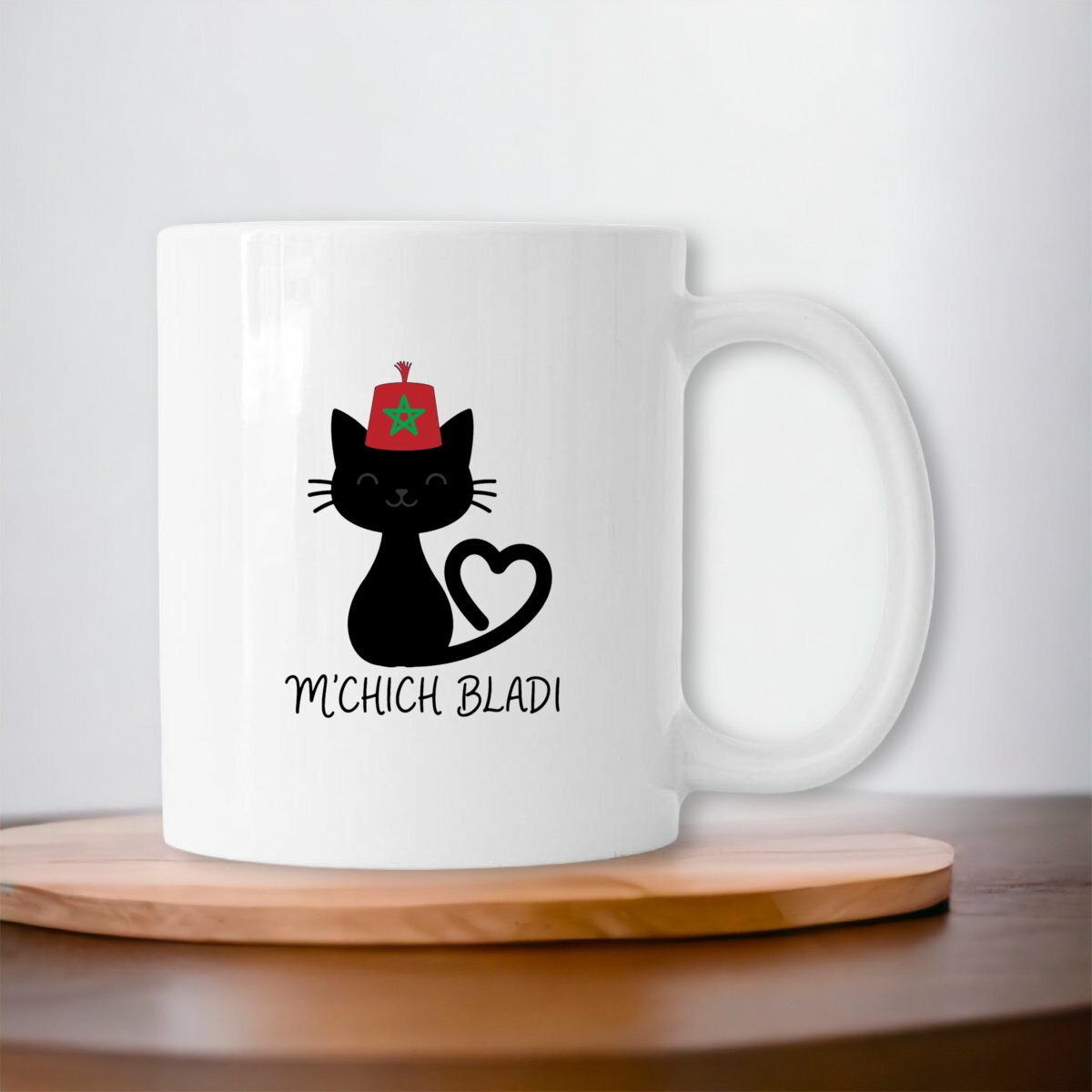 Mug en céramique M’Chich Bladi – Chat marocain au fez – 330 ml - LUMÏA