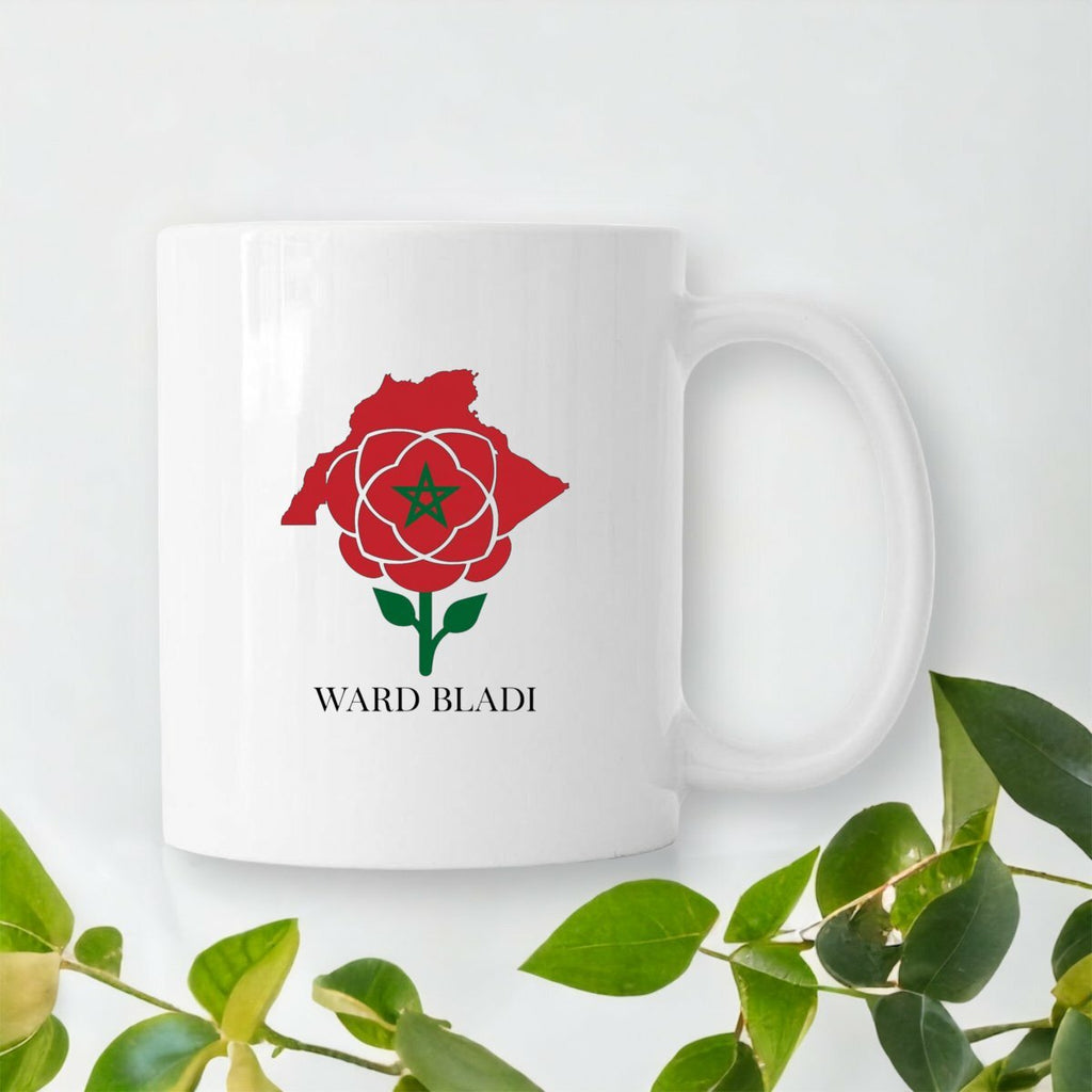 Mug en céramique Ward Bladi – Rose et carte du Maroc – 330 ml - LUMÏA
