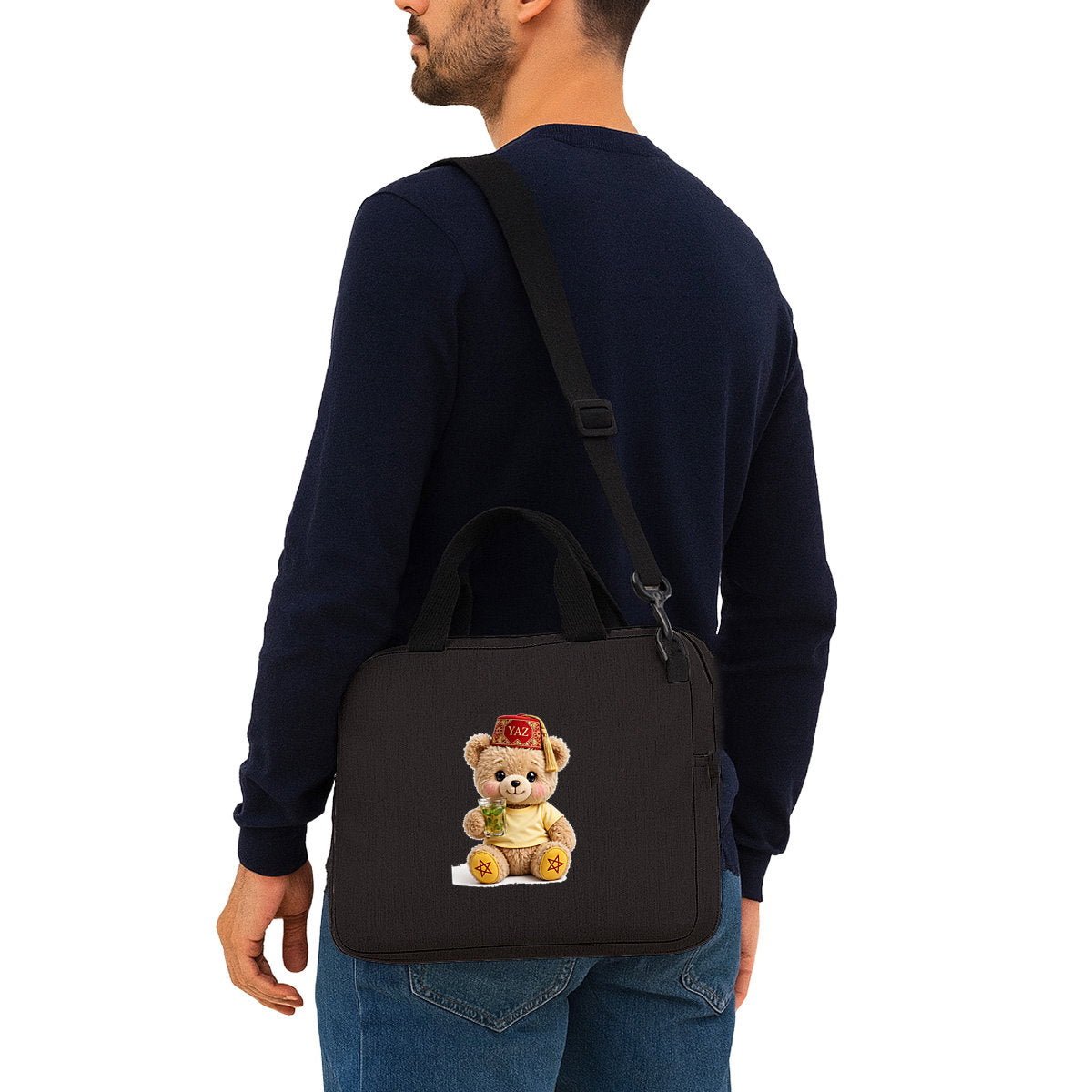 Sac PC Portable Ourson Couronné YAZ – Design Marocain | LUMÏA - LUMÏA