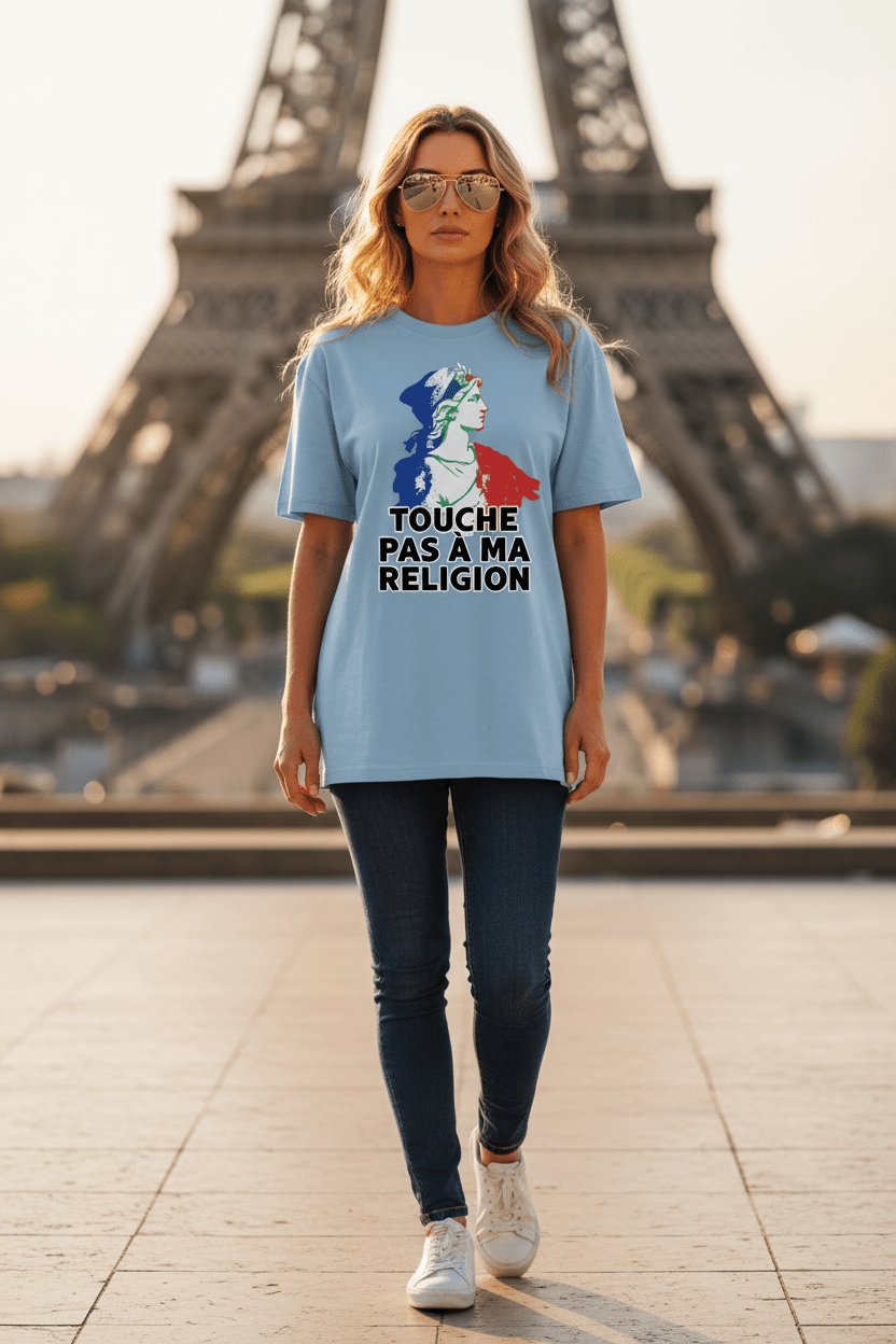 T-shirt graphique — Marianne française « Touche pas à ma religion » - LUMÏA